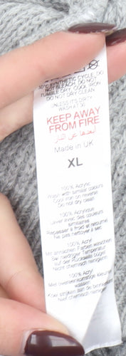 boohooMAN Men's Grey XL Full Zip Waffle Knit Cardigan Jumper