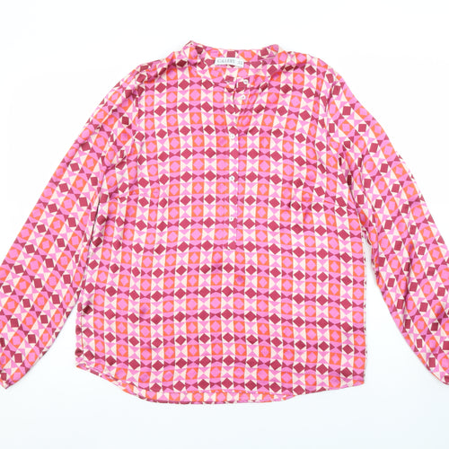 Gallery Womens Pink Geometric Long Sleeve Tunic Blouse Size 10
