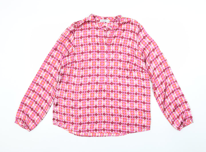 Gallery Womens Pink Geometric Long Sleeve Tunic Blouse Size 10
