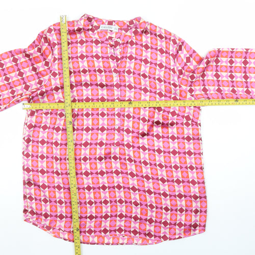 Gallery Womens Pink Geometric Long Sleeve Tunic Blouse Size 10