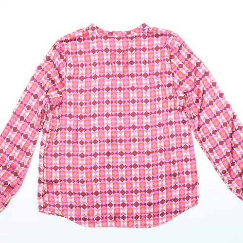 Gallery Womens Pink Geometric Long Sleeve Tunic Blouse Size 10