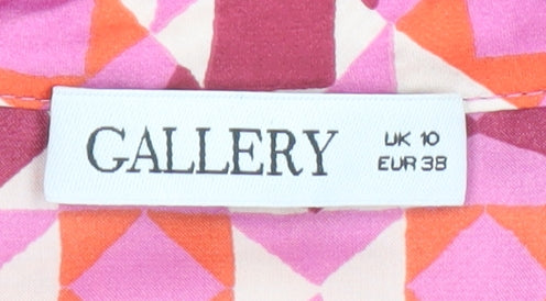 Gallery Womens Pink Geometric Long Sleeve Tunic Blouse Size 10