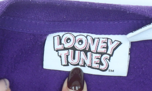 Looney Tunes Women's Purple Sweatshirt S 10/12 Crew Neck Daffy Bugs