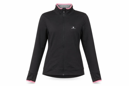 Front view of Domyos Women Black XS Full Zip Hoodie Jacket Sportswear