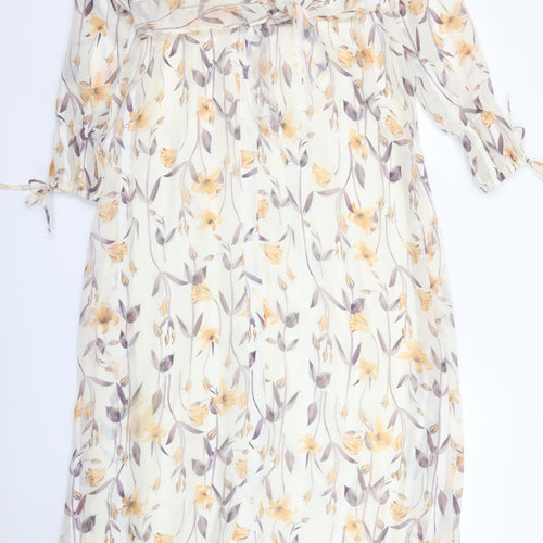 Jezza Women’s Ivory Floral Chiffon Maxi Dress Size 10