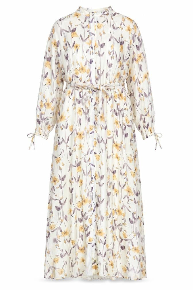 Jezza Women’s Ivory Floral Chiffon Maxi Dress Size 10