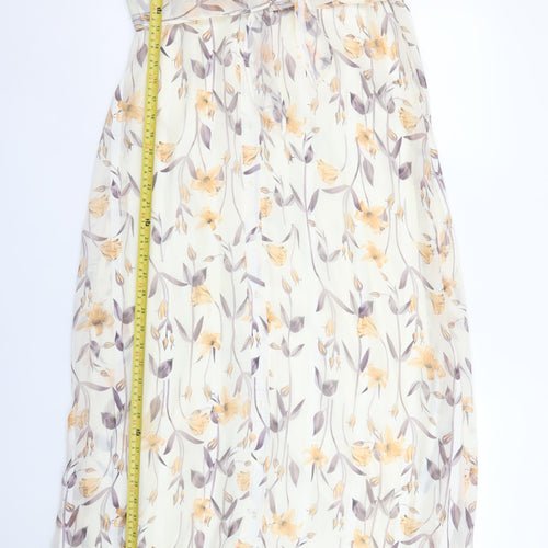 Jezza Women’s Ivory Floral Chiffon Maxi Dress Size 10