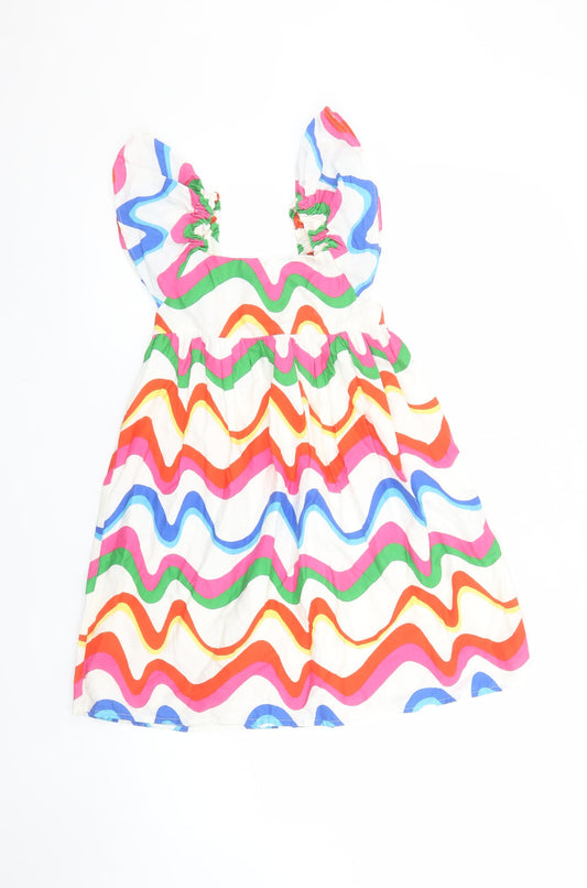 F&F Girls Multicoloured Rainbow A-Line Cotton Dress 6-7 Years