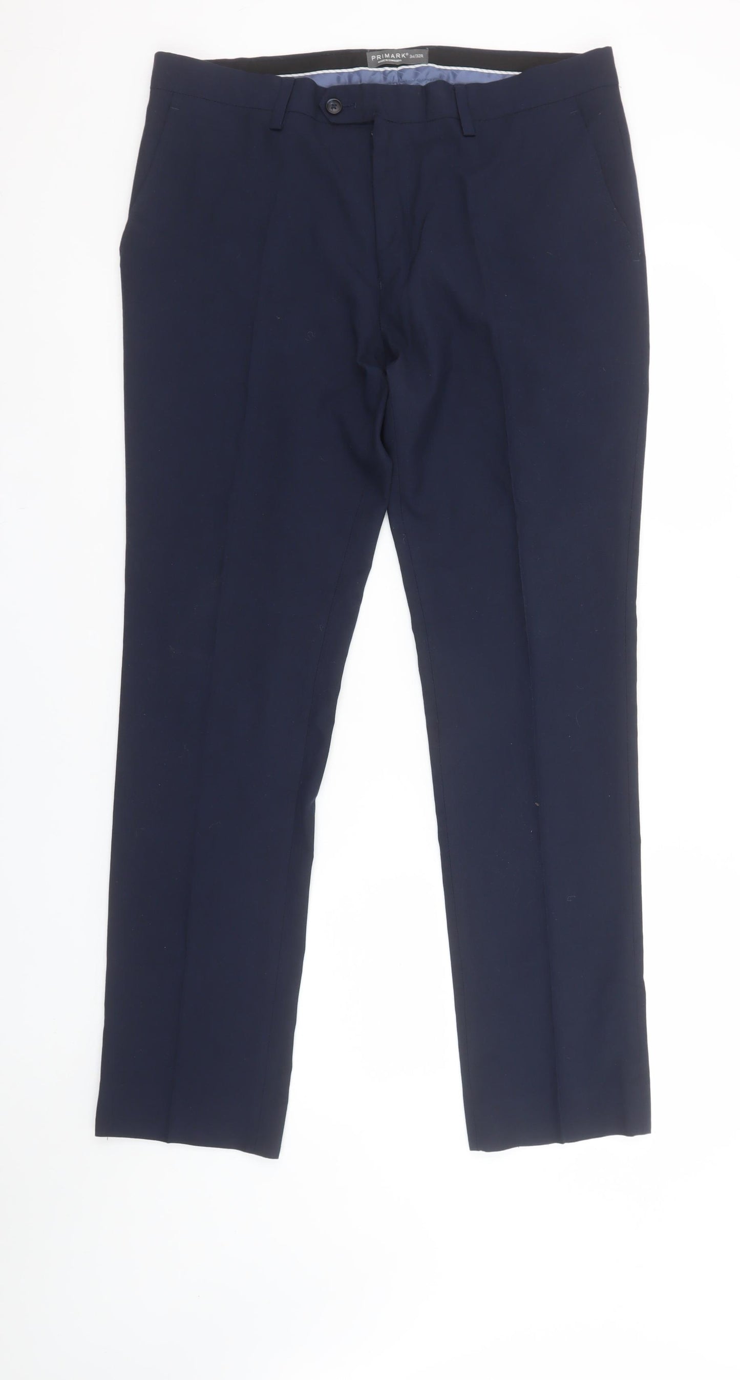 Primark Men Navy Blue Regular Fit Dress Trousers 34/32R