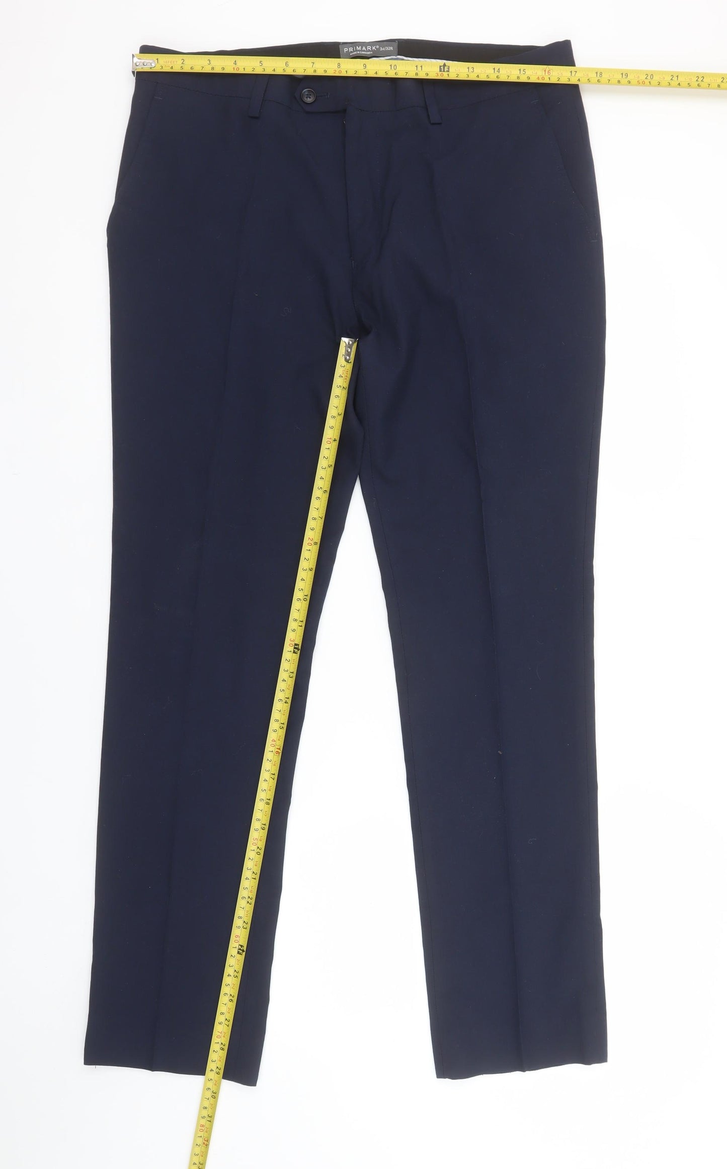 Primark Men Navy Blue Regular Fit Dress Trousers 34/32R