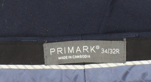 Primark Men Navy Blue Regular Fit Dress Trousers 34/32R