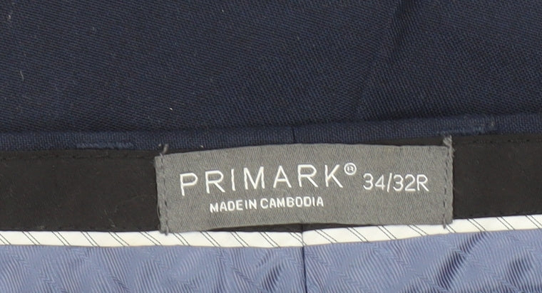 Primark Men Navy Blue Regular Fit Dress Trousers 34/32R