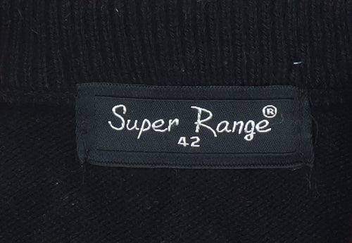 Super Range Men's Black Geometric Knit Sleeveless V-Neck Jumper Vest L