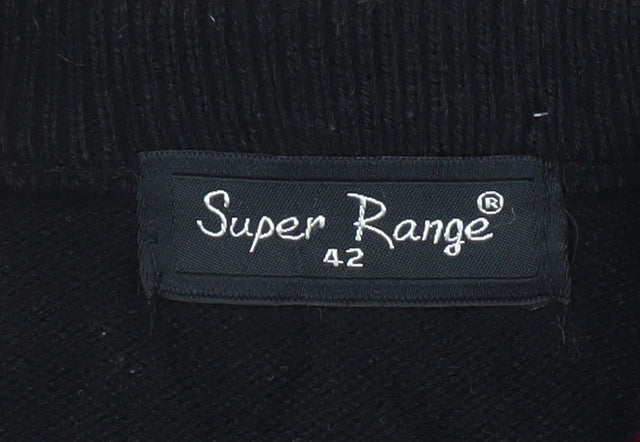 Super Range Men's Black Geometric Knit Sleeveless V-Neck Jumper Vest L