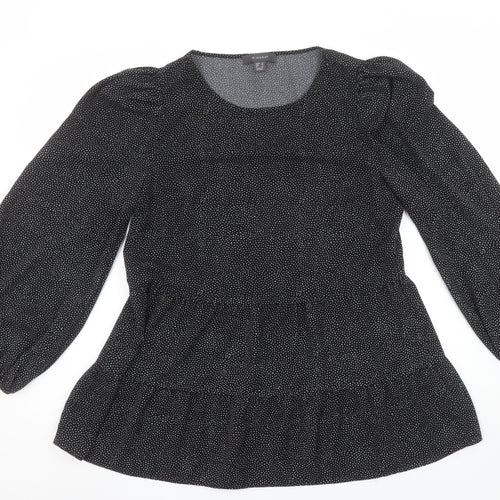 Primark Womens Black Polka Dot Tunic Blouse Size 12 Long Sleeve