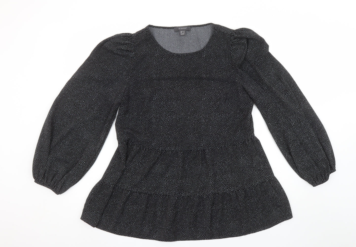 Primark Womens Black Polka Dot Tunic Blouse Size 12 Long Sleeve