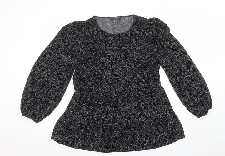 Primark Womens Black Polka Dot Tunic Blouse Size 12 Long Sleeve