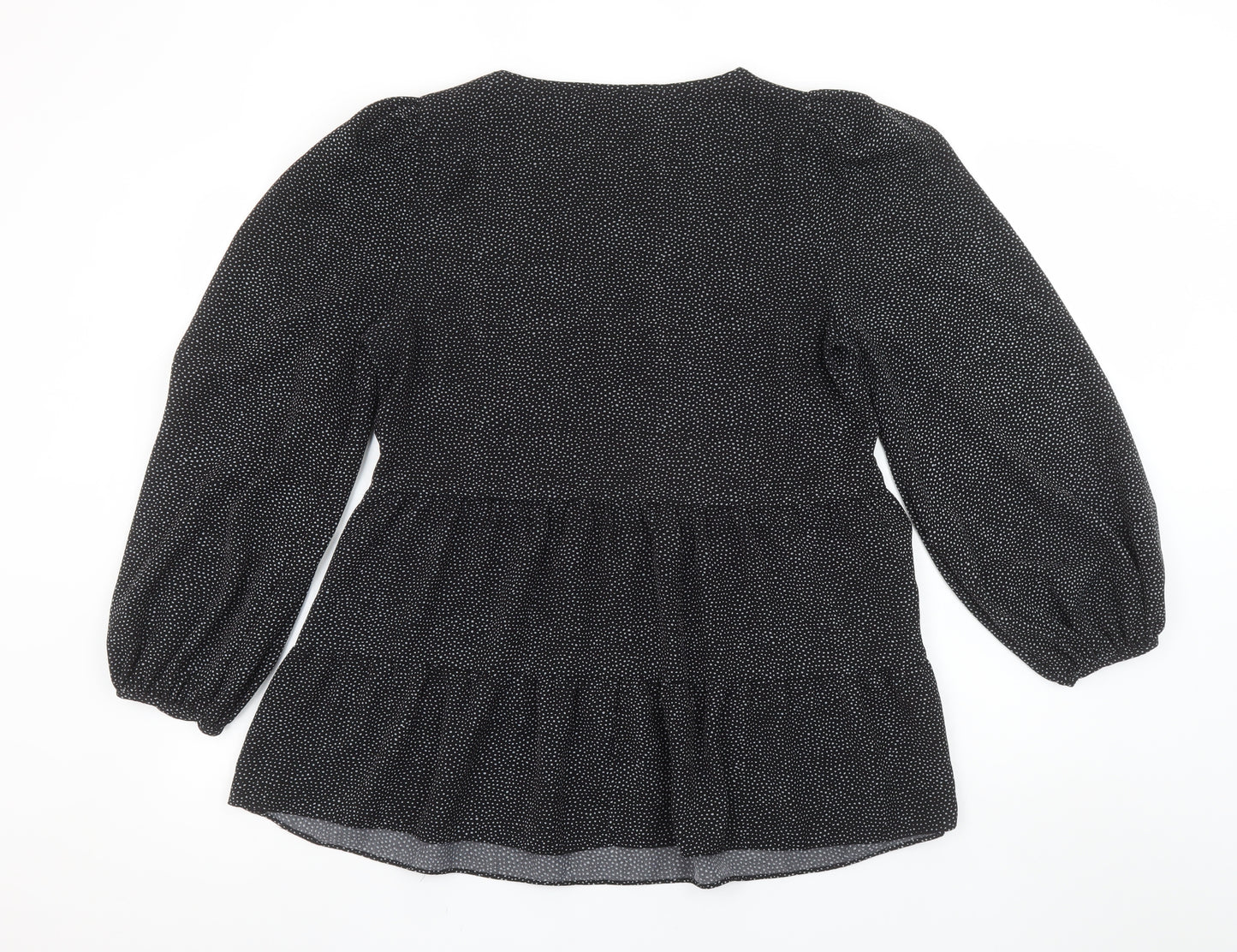 Primark Womens Black Polka Dot Tunic Blouse Size 12 Long Sleeve