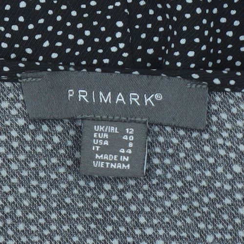 Primark Womens Black Polka Dot Tunic Blouse Size 12 Long Sleeve