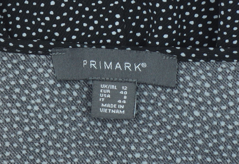 Primark Womens Black Polka Dot Tunic Blouse Size 12 Long Sleeve