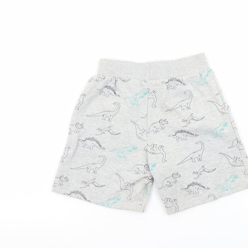 Crafted Boys Grey Dinosaur Print Sweat Shorts 6-7 Years Elastic Waist