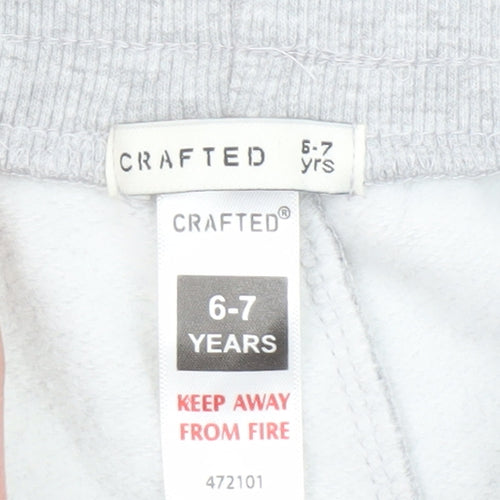 Crafted Boys Grey Dinosaur Print Sweat Shorts 6-7 Years Elastic Waist