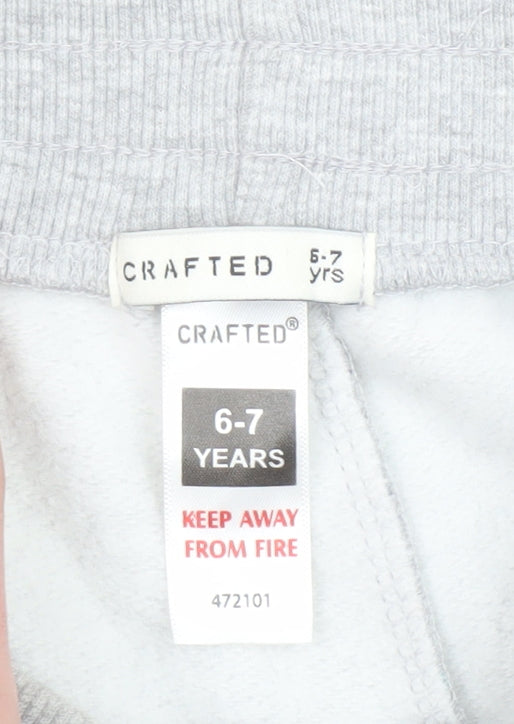 Crafted Boys Grey Dinosaur Print Sweat Shorts 6-7 Years Elastic Waist