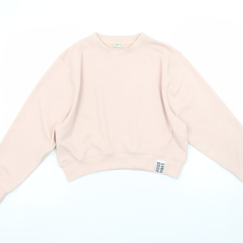 F&F Girls Beige Pullover Sweatshirt 12-13 Years Crew Neck 'Good Vibes'