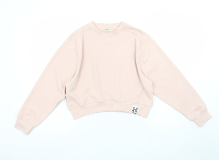 F&F Girls Beige Pullover Sweatshirt 12-13 Years Crew Neck 'Good Vibes'