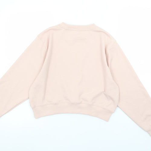 F&F Girls Beige Pullover Sweatshirt 12-13 Years Crew Neck 'Good Vibes'