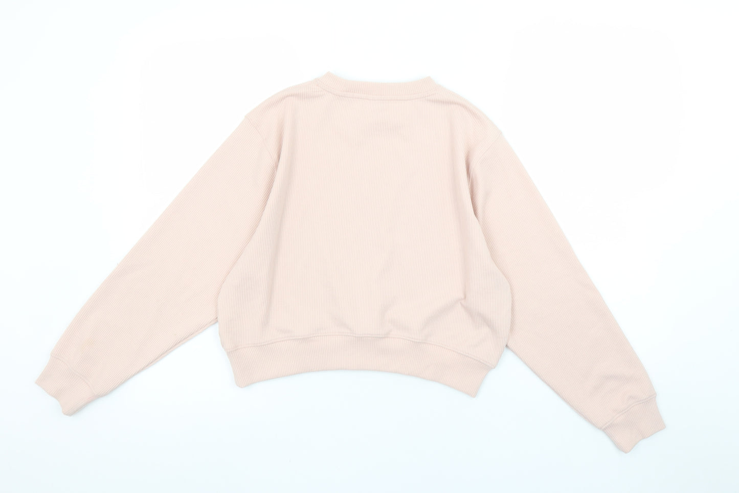 F&F Girls Beige Pullover Sweatshirt 12-13 Years Crew Neck 'Good Vibes'