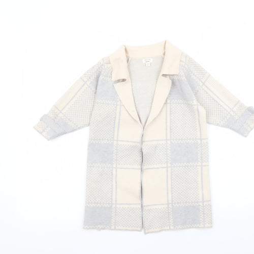 River Island Mini Girls Beige & Grey Checked Cardigan 3-4 Years