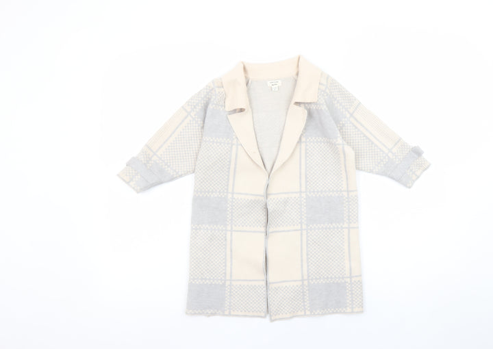 River Island Mini Girls Beige & Grey Checked Cardigan 3-4 Years