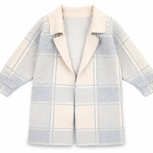 River Island Mini Girls Beige & Grey Checked Cardigan 3-4 Years
