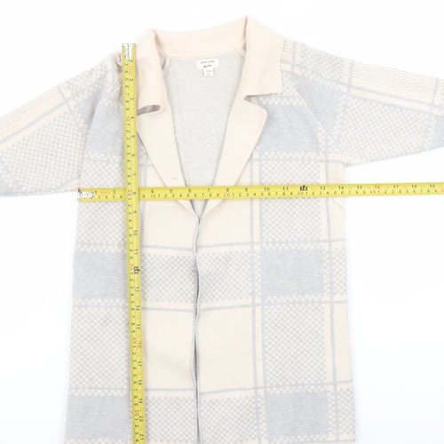 River Island Mini Girls Beige & Grey Checked Cardigan 3-4 Years