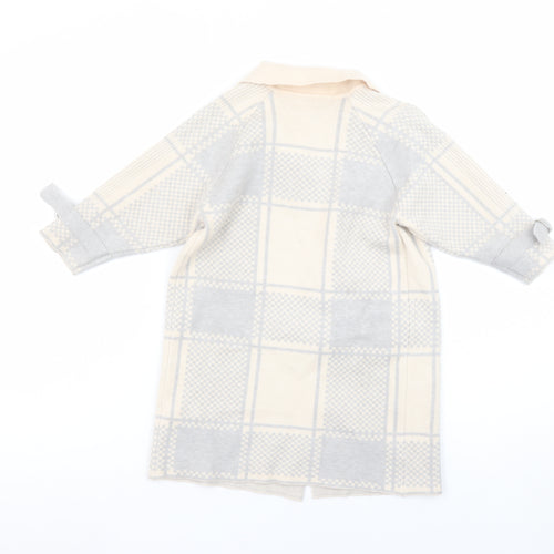 River Island Mini Girls Beige & Grey Checked Cardigan 3-4 Years