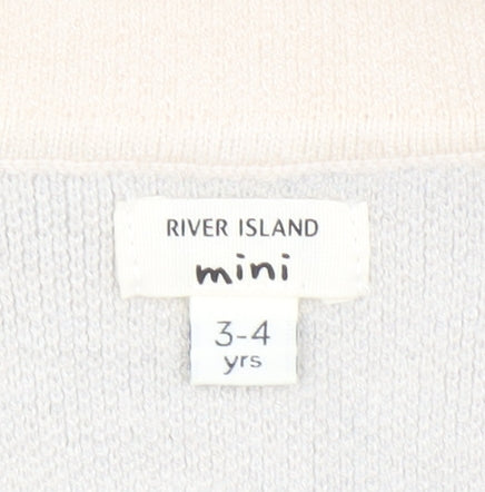 River Island Mini Girls Beige & Grey Checked Cardigan 3-4 Years