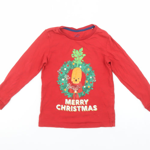 Lily & Dan Boys Red Christmas Pyjama Top 5-6 Years Long Sleeve Cotton