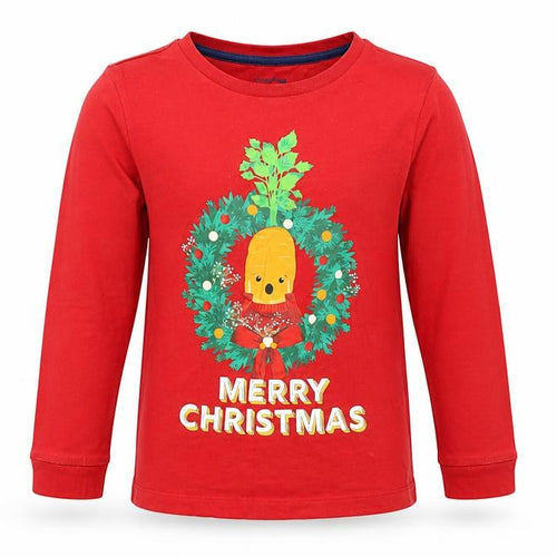 Lily & Dan Boys Red Christmas Pyjama Top 5-6 Years Long Sleeve Cotton