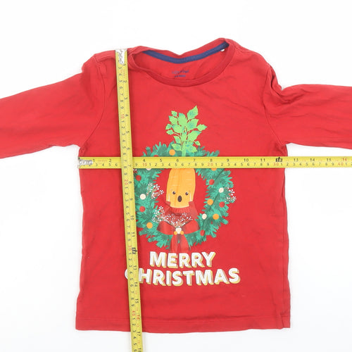 Lily & Dan Boys Red Christmas Pyjama Top 5-6 Years Long Sleeve Cotton