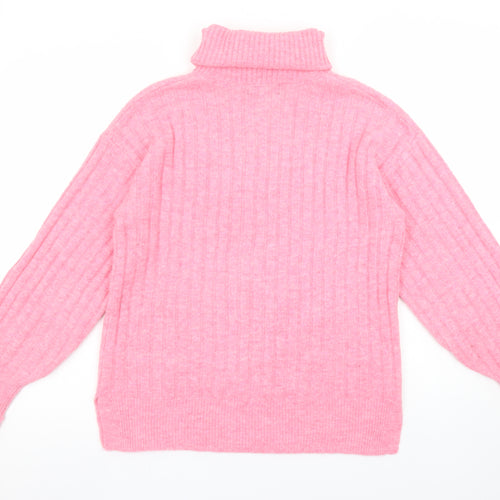 F&F Women’s Pink Ribbed 1/2 Zip High Neck Jumper Size XS