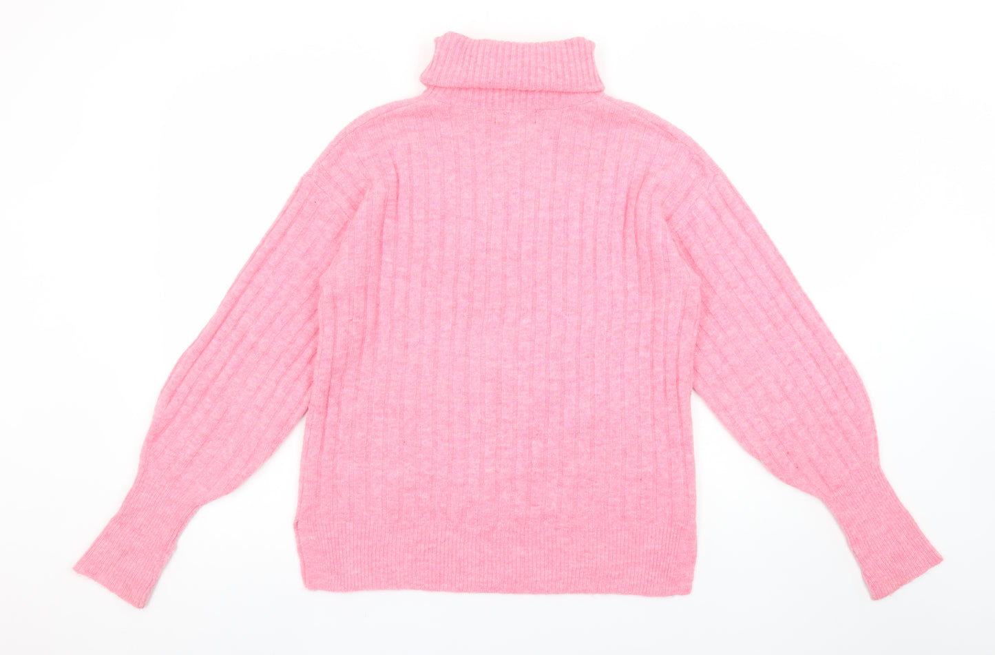 F&F Women’s Pink Ribbed 1/2 Zip High Neck Jumper Size XS