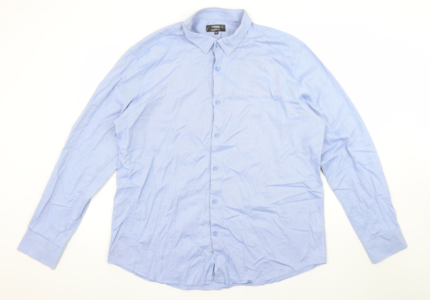 Dunnes Stores Men’s Blue Regular Fit Long Sleeve Button-Up Shirt 2XL