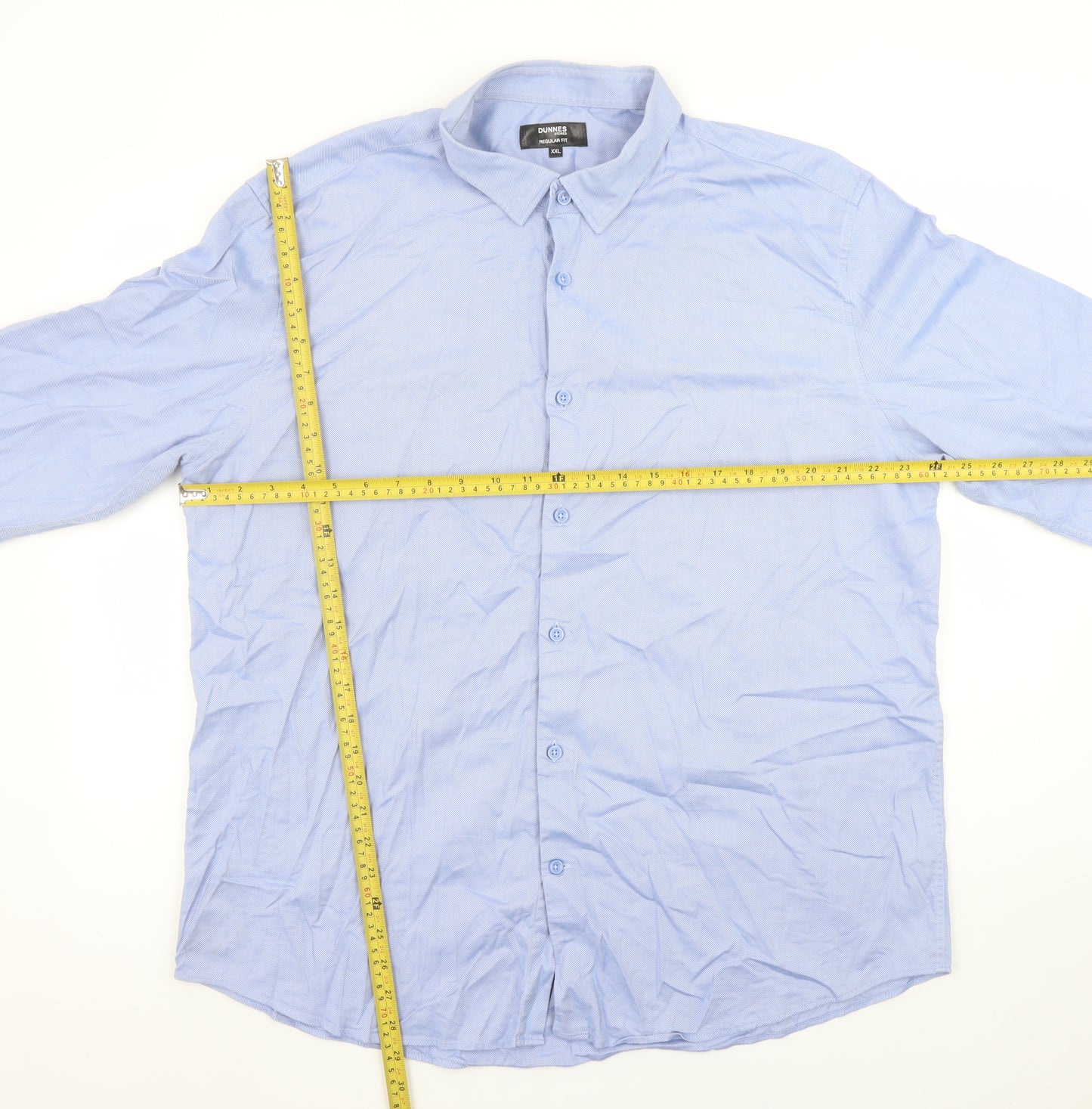 Dunnes Stores Men’s Blue Regular Fit Long Sleeve Button-Up Shirt 2XL