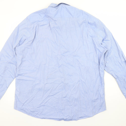 Dunnes Stores Men’s Blue Regular Fit Long Sleeve Button-Up Shirt 2XL