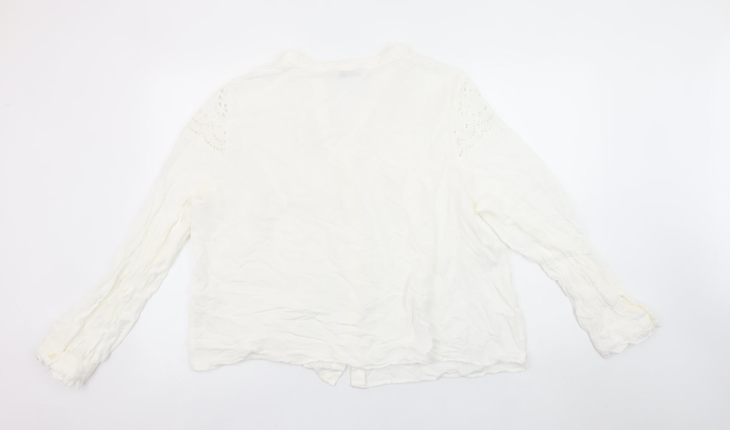 Gallery Women White Long Sleeve Embroidered Button-Up Blouse Size 20