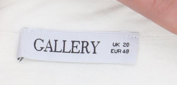 Gallery Women White Long Sleeve Embroidered Button-Up Blouse Size 20