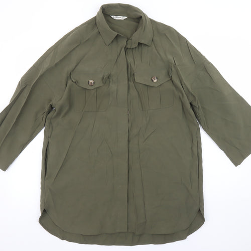 Stradivarius Women’s Green Button-Up Relaxed Shirt Size 12