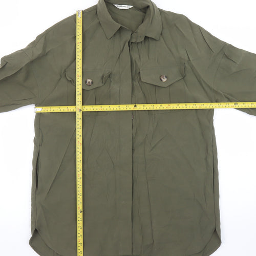 Stradivarius Women’s Green Button-Up Relaxed Shirt Size 12