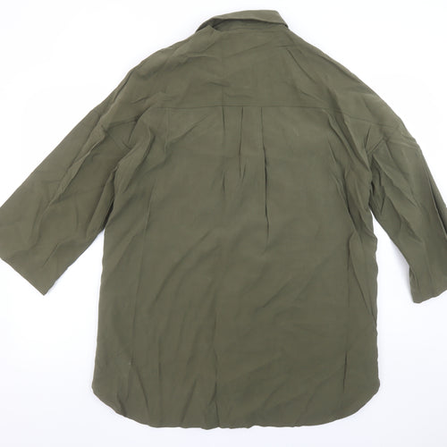Stradivarius Women’s Green Button-Up Relaxed Shirt Size 12